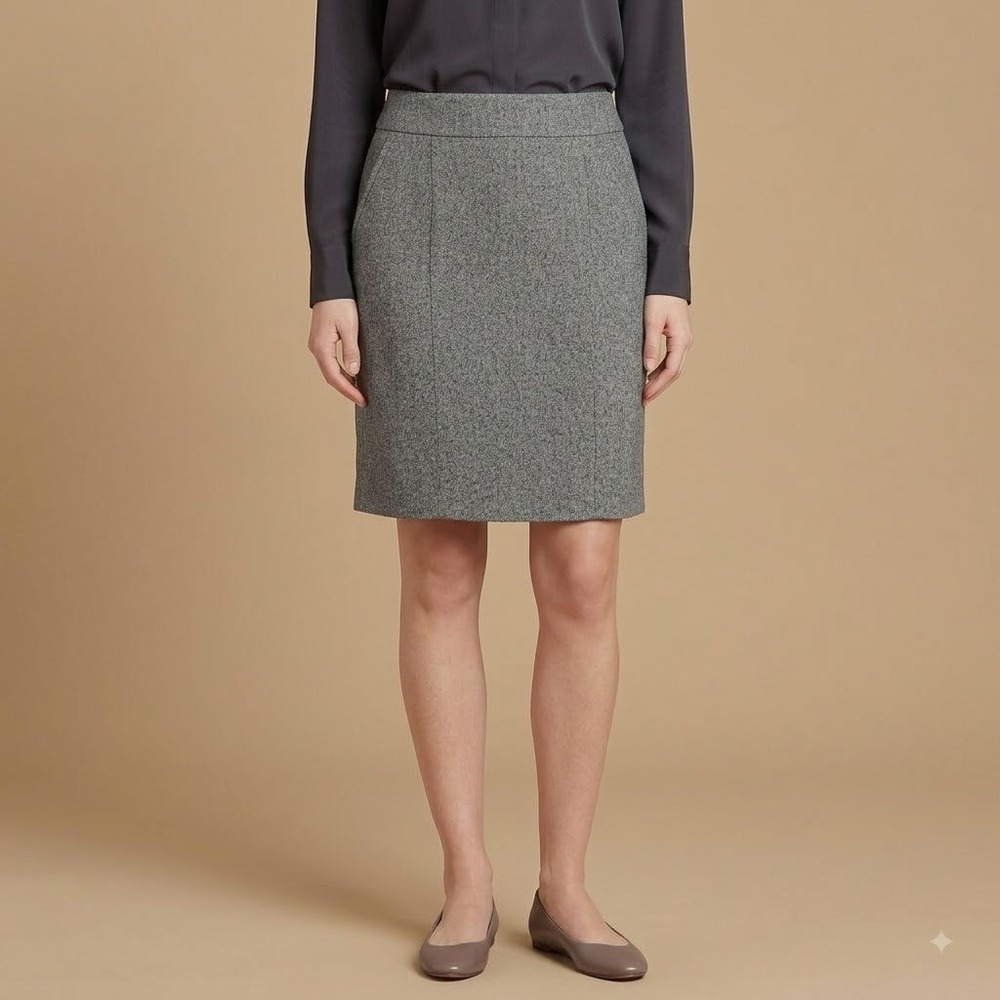 White‎ House Black Market Skirt Women's 6 Gray Stretch Career Mini read